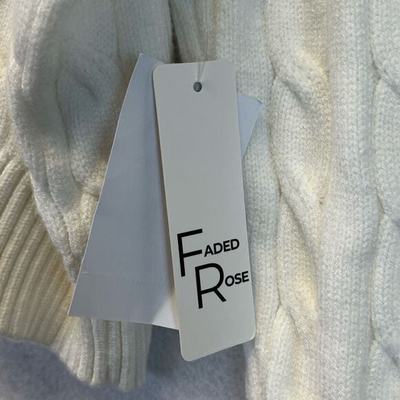 NWT FADED ROSE Sweater Women's XS Cream “New York” Cable Knit Cropped Pullover - Picture 8 of 14